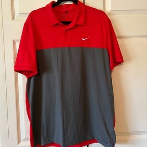 Mens Nike red and grey collar shirt